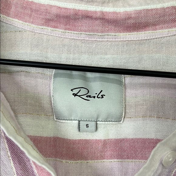 Rails Pink and White Striped Button-Down Shirt Womens Small - Picture 2 of 8